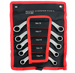 Набір ключів ріжково-накидних s-подібних 5 пр. 10-19 на полотні Silver S10985, фото 1