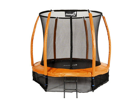 Батут із сіткою та драбиною Jumpi 252 см/8 FT Maxy Comfort Plus Жовтогарячий з внутр. сіткою, фото 1