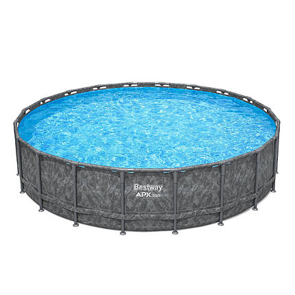 Басейн каркасний круглий (610-132см, 33240л, фільтр-насос, тент, сходи, наповнювач) Bestway 561KE Сірий, фото 1