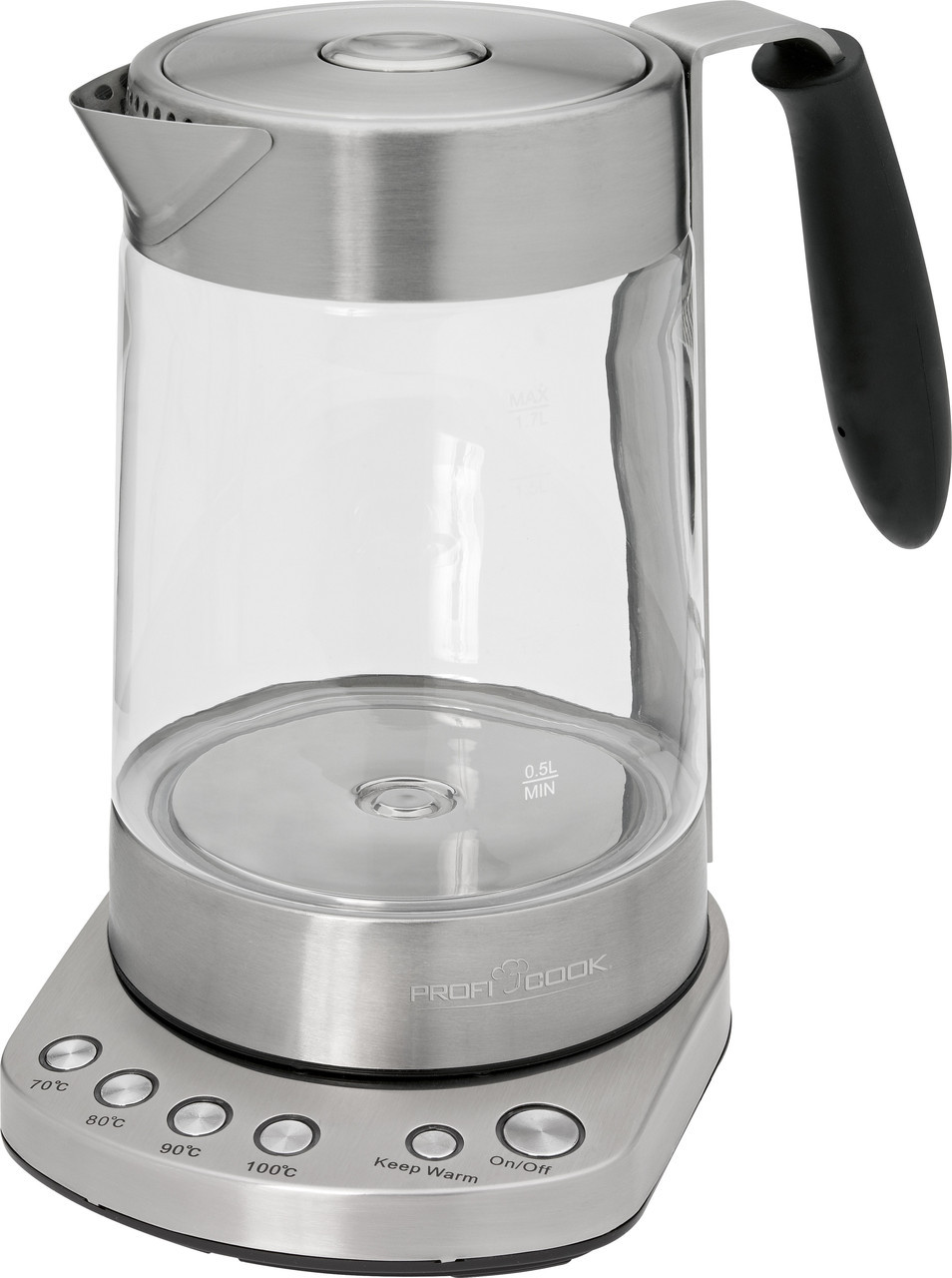 Скляний електрочайник з заварником 1,7л PROFICOOK PC-WKS 1020 G