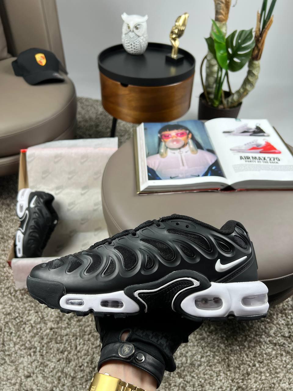 Чоловічі кросівки Nike Air Max Plus Drift S Black White, кеди Найк гума текстиль чорні. Чоловіче взуття
