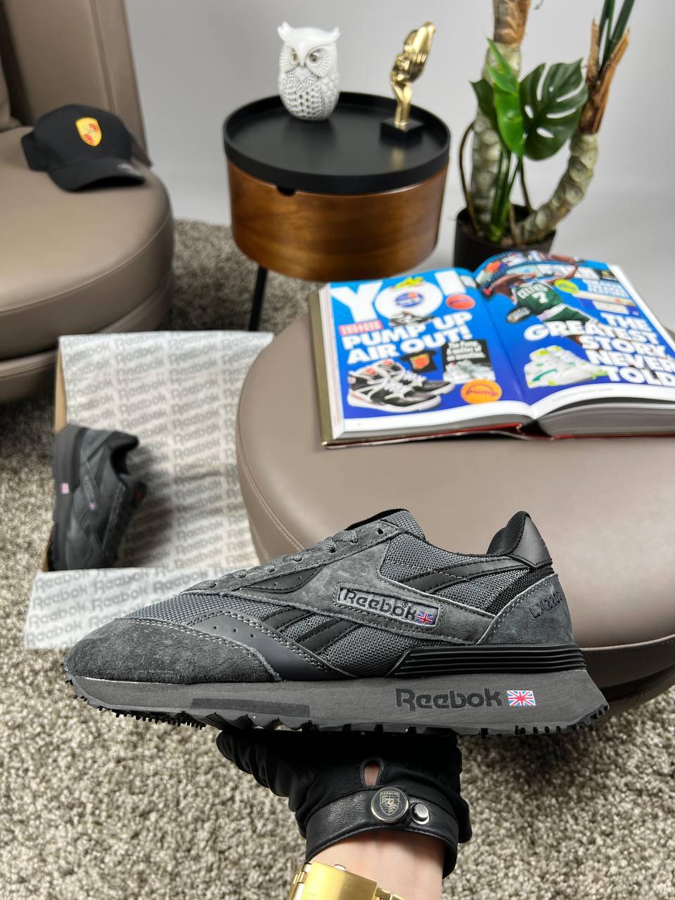 Чоловічі кросівки замша текстиль Reebok Classic LX2200 Dark Grey Black, кеди Рибок замшеві. Чоловіче взуття