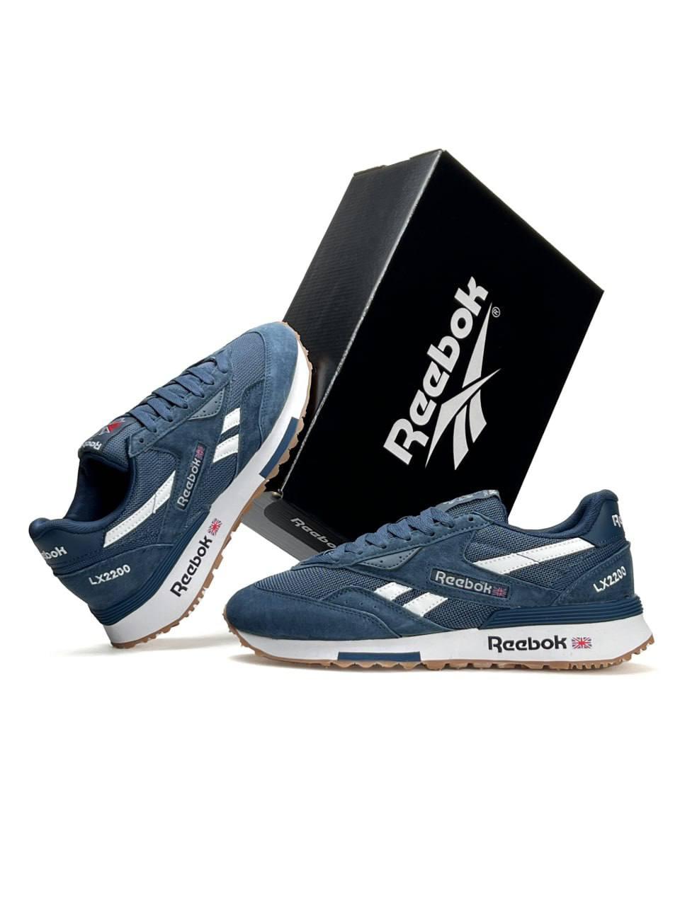 Чоловічі кросівки замша текстиль Reebok Classic LX2200 Navy White, кеди Рибок замшеві сині. Чоловіче взуття