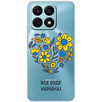 Силіконовий Прозорий Чохол з Картинкою для Huawei Honor X8a (Патріотичний, Квіти)