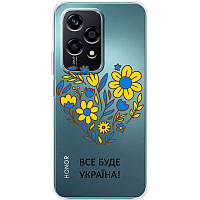 Силіконовий Прозорий Чохол з Картинкою для Huawei Honor 200 Lite (Патріотичний, Квіти)