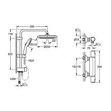 Змішувач термостатичний для душу Grohe QuickFix Start Black UA303908T2, фото 2