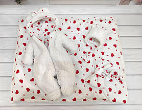 Демісезонний комплект Тедді 3 предмети для новонароджених, білий з принтом серця