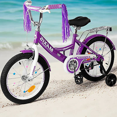 Фіолетовий велосипед біцикл дитині 6 років Тренувальний транспорт Лісапед велик для навчання їзді Колеса 18 "