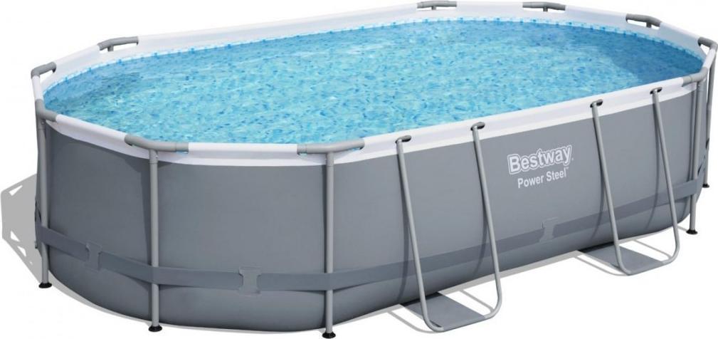 Басейн каркасний овальний Bestway Power Steel, 488 x 305 x 107 см + фільтр-насос + сходи, фото 1