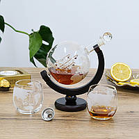 Набір для віскі Подорожі навколо світу графін 850 мл та 2 склянки 300 мл