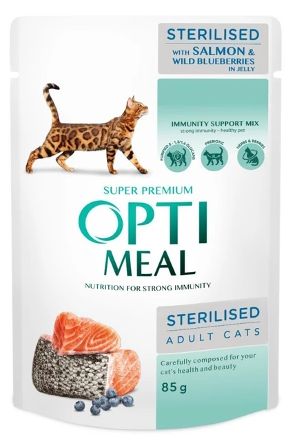 Optimeal  паучі  для стерилізованих котів 85г * 12шт ( лосось )