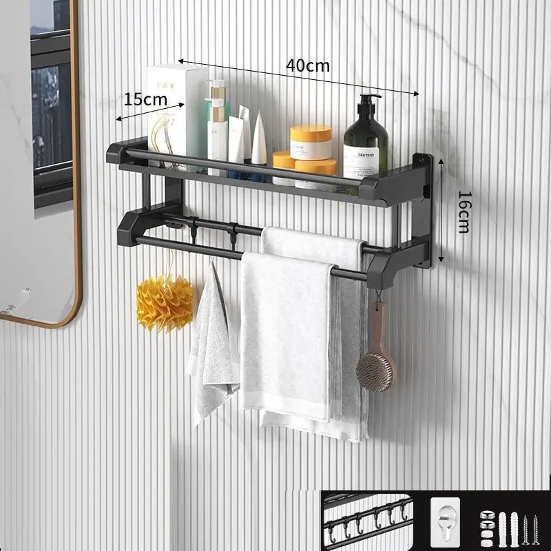 Настінна полиця у ванну 40х16х15см + 5 гачків SKLM-9