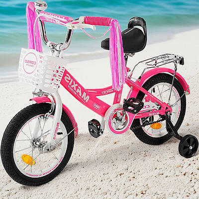 Яскравий рожевий велосипед біцикл дитині від 6 років Тренувальний транспорт Лісапед велик для прогулянок Колеса 18 "