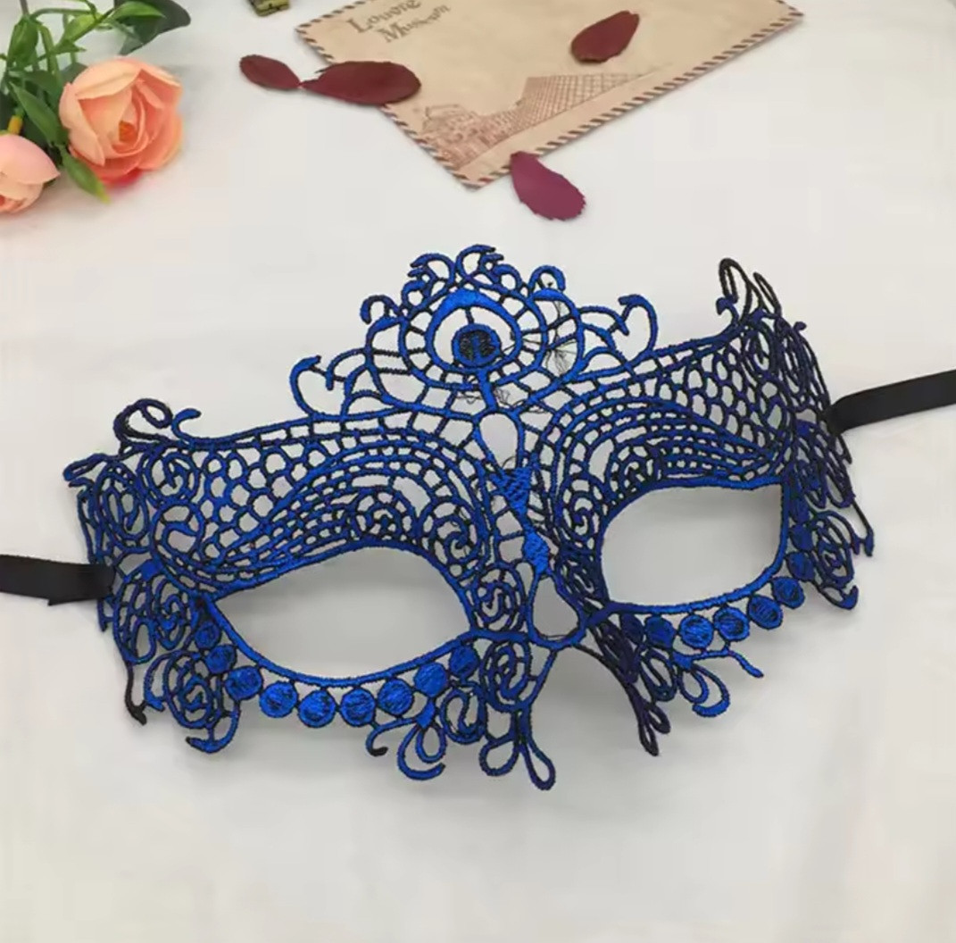 Маска для обличчя карнавальна one size синій, фото 1