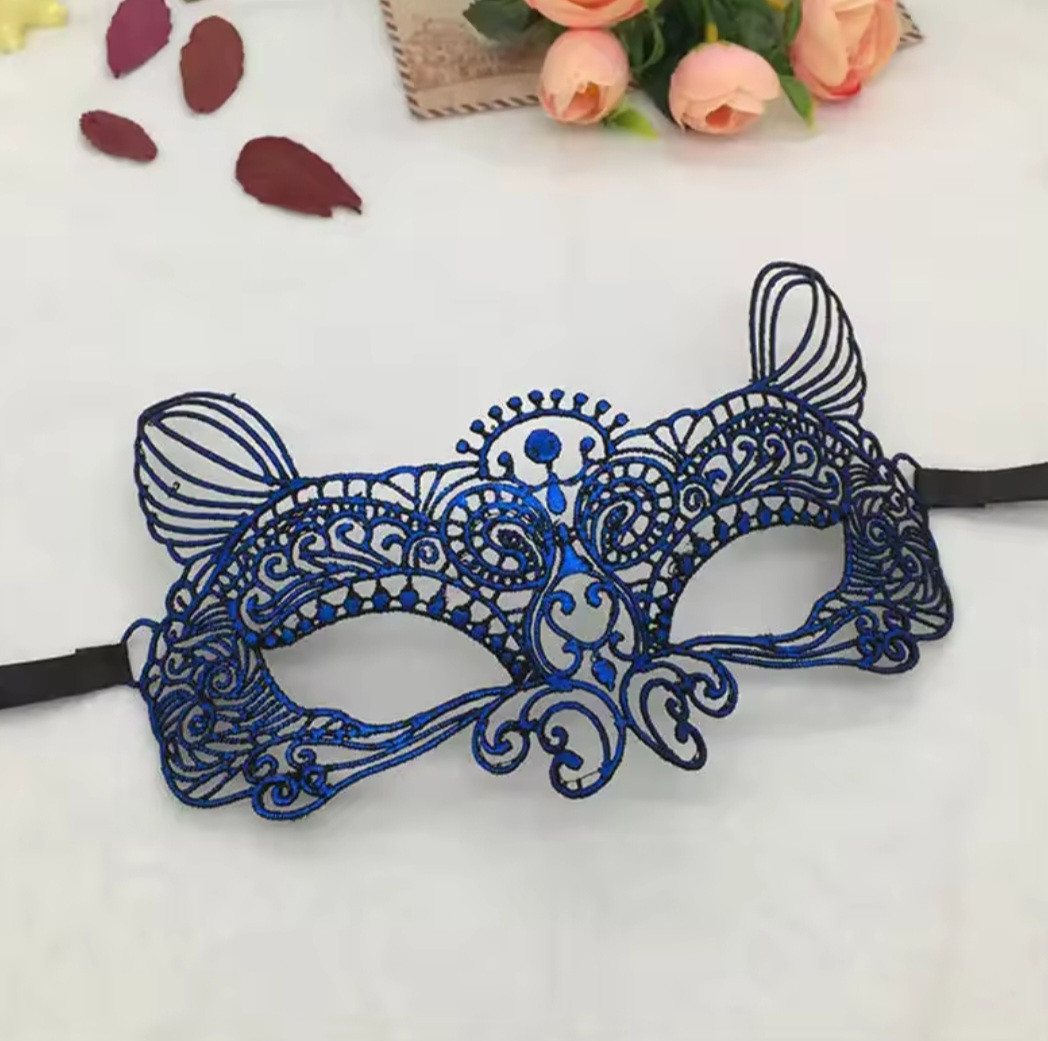 Маска для вечірки венеціанська на лице one size синій, фото 1