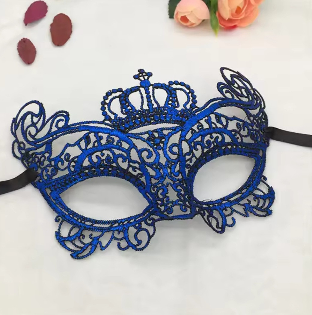 Венеціанська маскарадна маска для обличчя one size синій, фото 1