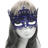 Венеціанська маскарадна маска для обличчя one size синій, фото 3
