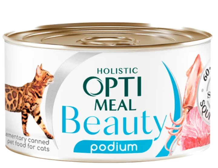 Optimeal Beauty Podium 70г для котів ( тунець у соусі з кільцями кальмарів )