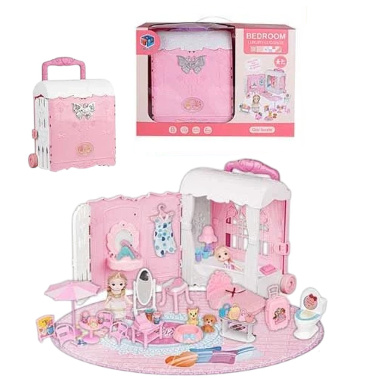 Будиночок для ляльок (2 ляльки, меблі, аксесуари, улюбленці, у коробці) 6688-9