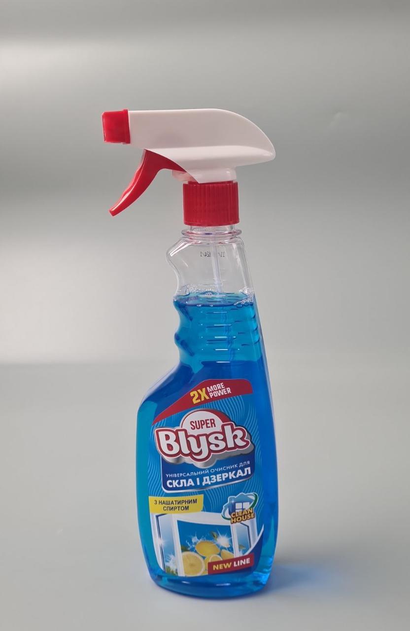 Очисник Super Blysk для скла та дзеркал з нашатирним спиртом Лимон 500 г (курок) (1 шт.), фото 1
