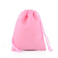 Мішечок подарунковий 8 x 10 см на затяжках оксамит рожевий 50 шт (006402)