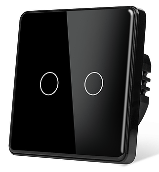 Розумний вимикач з WiFi + BLE 1DAL | Сенсорний  Чорний, 2 сенсора, З нулем (G86D-SW2G.WF.BL)