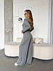 Сірий костюм-двійка з трикотажу джерсі: вільна кофта з довгими рукавами і прямі штани, фото 4