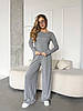 Сірий костюм-двійка з трикотажу джерсі: вільна кофта з довгими рукавами і прямі штани, фото 5