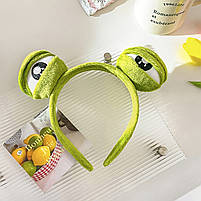 Жіночий обруч для волосся подарунковий з 3D очима жаба Пепе зелений 29285, фото 9