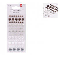 Набір перлин для декору самоклеючих Серця, сірі 71шт Santi