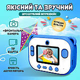 Фотоапарат дитячий камера миттєвого друку Динозавр Full HD Синій UR190BL, фото 4