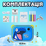 Фотоапарат дитячий камера миттєвого друку Динозавр Full HD Синій UR190BL, фото 6
