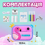 Фотоапарат дитячий камера миттєвого друку Фламінго Full HD Рожевий Full HD UR190PBL, фото 5