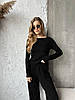 Чорний костюм-двійка з трикотажу джерсі: вільна кофта з довгими рукавами і прямі штани, фото 4
