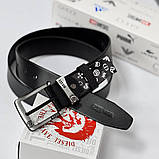 Чоловічий шкіряний брендовий ремінь Diesel (3840), фото 2