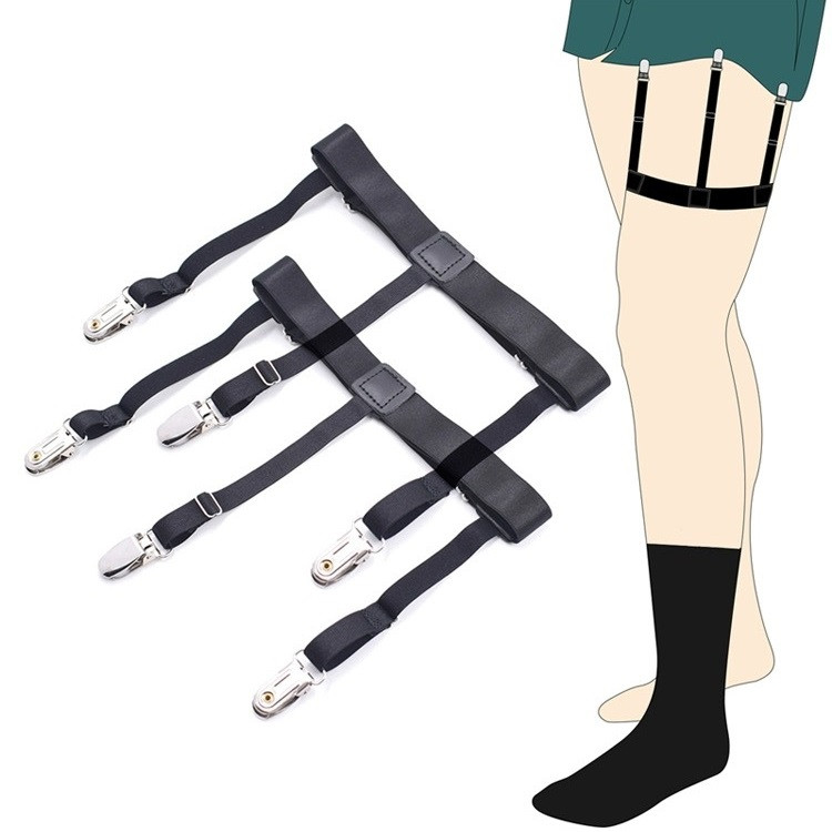 Підтяжки для сорочки регульовані з металевими затискачами чорного кольору унісекс 29286, фото 1