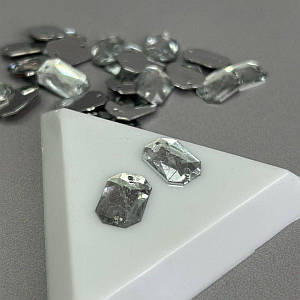 20 шт - Стрази акрилові пришивні 10х14 мм, срібло