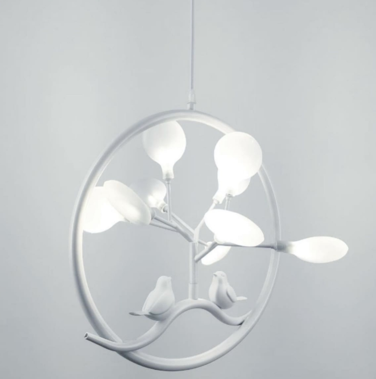 Повітряний підвіс в білому корпусі з парою ніжних птахів H 686/9 WT FR, фото 1