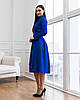 Нарядне вечірнє пишне плаття на запах з довгим рукавом Klara, синє, фото 5