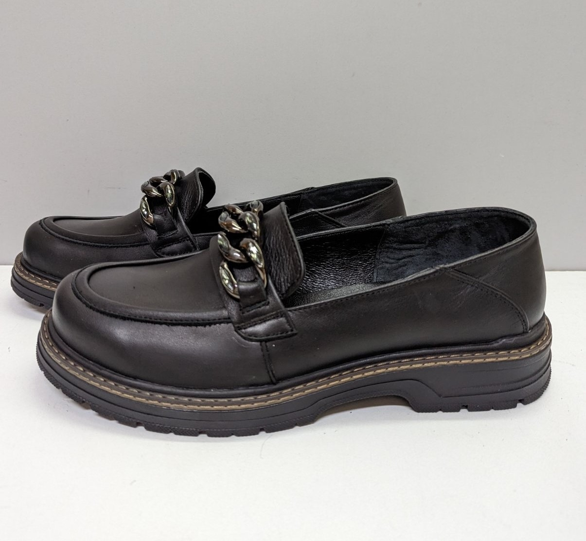 STTOPA Розміри 41-44. Туфлі лофери великих розмірів шкіряні. 470-4144-1 Чорні, фото 1