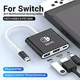 Адаптер HUB 3in1 USB-C на USB 3.0 HDMI USB-C для Nintendo Switch, NoteBook, фото 3