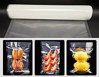 Вакуумні пакети для продуктів харчування 20см 5м. Рулон для вакууматора рифлена + гладка сторона, фото 6