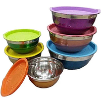 Набір мисок із неіржавкої сталі з кришками SALAD BOWL-5 шт.