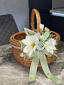 Пасхальна корзина «Болерка» в натуральному кольорі із декором