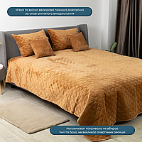 Покривало велюрове ТЕП "VELOUR" Розмір 240x260 Колір - Золотий беж