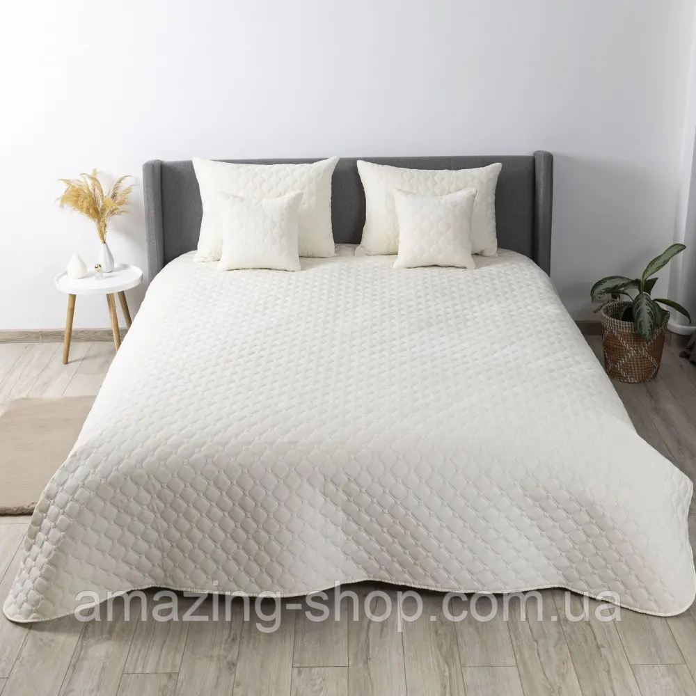 Покривало велюрове ТЕП "VELOUR" Розмір 240x260 Колір - Молочний
