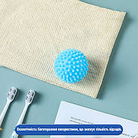 Кульки для прання білизни 2шт блакитні зі спеціальними шпильками для м'якого тертя. М'яки для прання багаторазові, фото 5