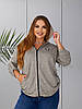 Жіноча весняна ангорова кофта на блискавці з капюшоном, батал великі розміри, фото 10