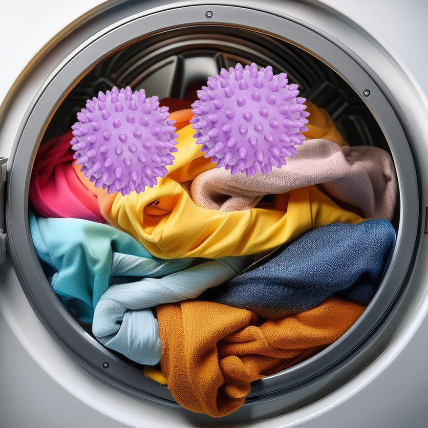 Куля для прання одягу багаторазові м'ячики з шипами для пуховиків, ковдр 2шт бузкові 29291, фото 1