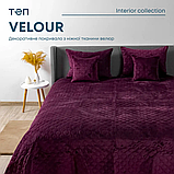 Покривало велюрове ТЕП "VELOUR" Розмір 240x260 Колір - Бордовий, фото 3